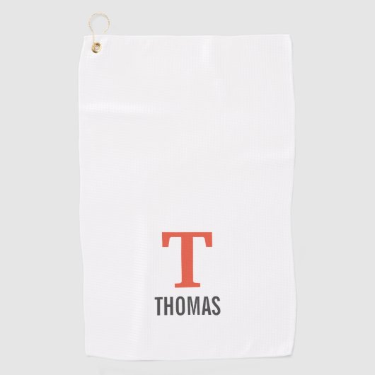 Eenvoudige Naam en Monogram Initiaal Gepersonalise Golfhanddoek (Voorkant)