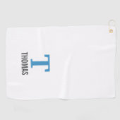 Eenvoudige Naam en Monogram Initiaal Gepersonalise Golfhanddoek (Horizontaal)