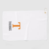 Eenvoudige Naam en Monogram Initiaal Gepersonalise Golfhanddoek (Horizontaal)