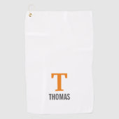 Eenvoudige Naam en Monogram Initiaal Gepersonalise Golfhanddoek (Voorkant)