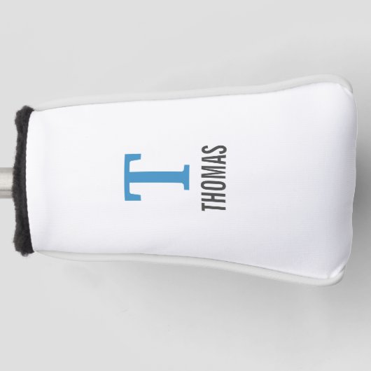 Eenvoudige Naam en Monogram Initiaal Gepersonalise Golfheadcover (Voorkant)