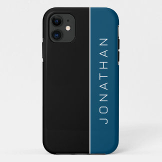 Eenvoudige naam Masculine Color Block Black en Blu Case-Mate iPhone Case