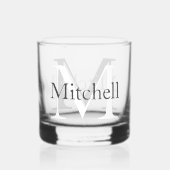 Eenvoudige naam met monogram, gepersonaliseerd whisky glas (Voorkant)
