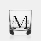 Eenvoudige naam met monogram, gepersonaliseerd whisky glas (Achterkant)