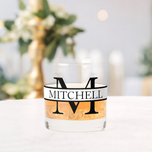 Eenvoudige naam met monogram, gepersonaliseerd whisky glas