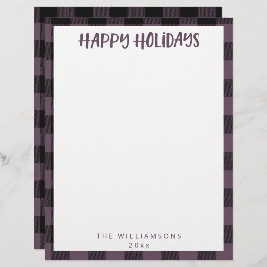 Eenvoudige naam Paarse speldevakantieoord Briefhoofd (Voorkant / Achterkant)