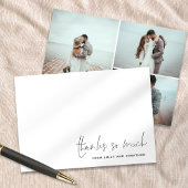 Eenvoudige Naam Script 3 Foto bruiloft Dank u Notitiekaartje
