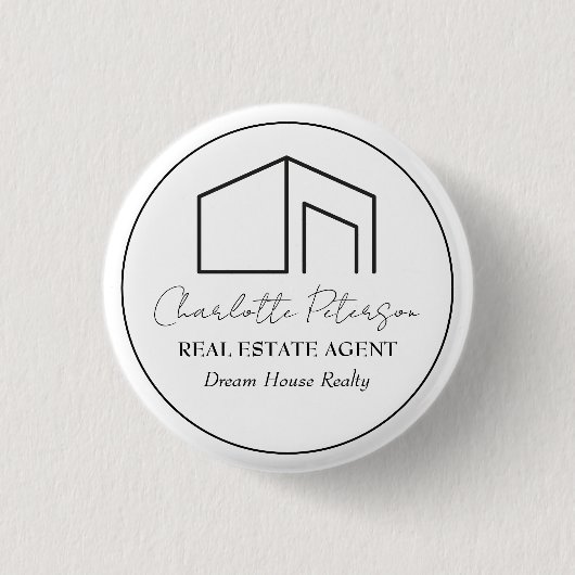 Eenvoudige naam van Estate Agent Ronde Button 3,2 Cm (Voorkant)