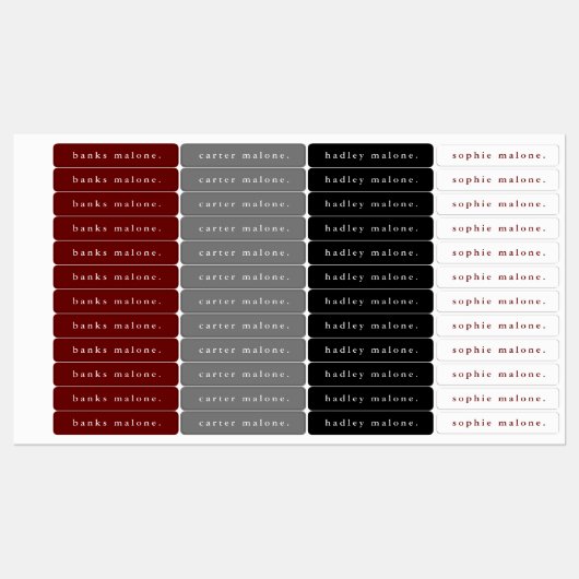 Eenvoudige naam van het schoolteam Colours Waterpr Labels (Vel)