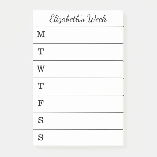 Eenvoudige naam van het wekelijkse Manuscript van  Post-it® Notes (Voorkant)