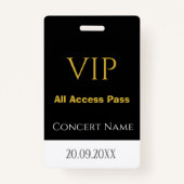 Eenvoudige naamdatum VIP Alle toegangspassconcerte Badge (Voorkant)
