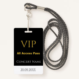 Eenvoudige naamdatum VIP Alle toegangspassconcerte Badge