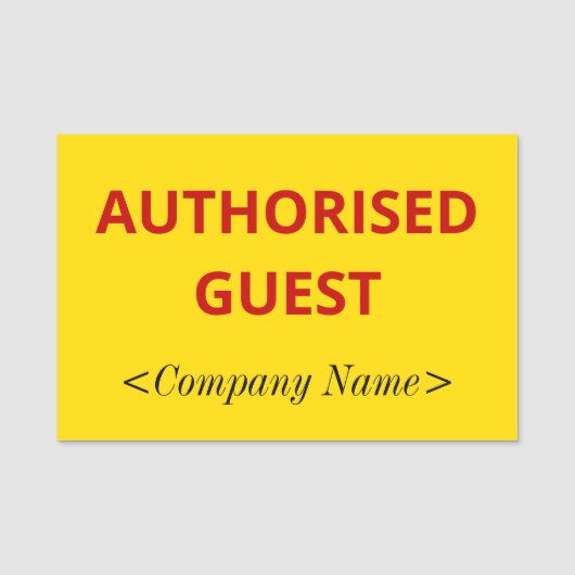Eenvoudige naamtag "AUTHORISED GUEST" Naamplaatje (Voorkant)