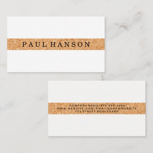 Eenvoudige namaak kurkprint visitekaartje (Voorkant / Achterkant)