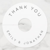 Eenvoudige namen Dank je Witte bruiloft Wijnglaslabel (Voorkant)