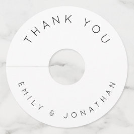 Eenvoudige namen Dank je Witte bruiloft Wijnglaslabel