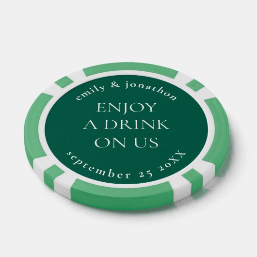 Eenvoudige namen Datum Bruiloft Emerald Drink Toke Poker Chips (Enkel)