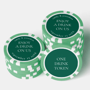 Eenvoudige namen Datum Bruiloft Emerald Drink Toke Poker Chips