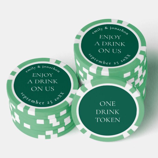 Eenvoudige namen Datum Bruiloft Emerald Drink Toke Poker Chips (Opstapeling)