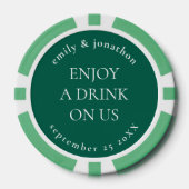 Eenvoudige namen Datum Bruiloft Emerald Drink Toke Poker Chips (Voorkant)
