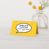 Eenvoudige namen en datum Stripboek Bruiloft Plaatskaartje (Achterkant)