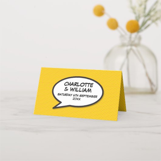 Eenvoudige namen en datum Stripboek Bruiloft Plaatskaartje (Achterkant)