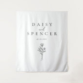 Eenvoudige namen en zwart-wit bloemenbruiloft wandkleed (Voorkant)