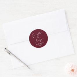 Eenvoudige Namen Huwelijksdatum Favor Envelope Ronde Sticker