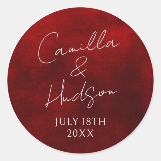 Eenvoudige Names Weddenschap Datum voor envelop Ronde Sticker (Voorkant)