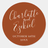 Eenvoudige Names Weddenschap Datum voor envelop Ronde Sticker (Voorkant)