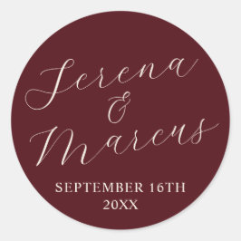 Eenvoudige Names Weddenschap Datum voor envelop Ronde Sticker