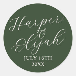 Eenvoudige Names Weddenschap Datum voor envelop Ronde Sticker