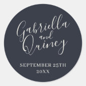 Eenvoudige Names Weddenschap Datum voor envelop Ronde Sticker (Voorkant)