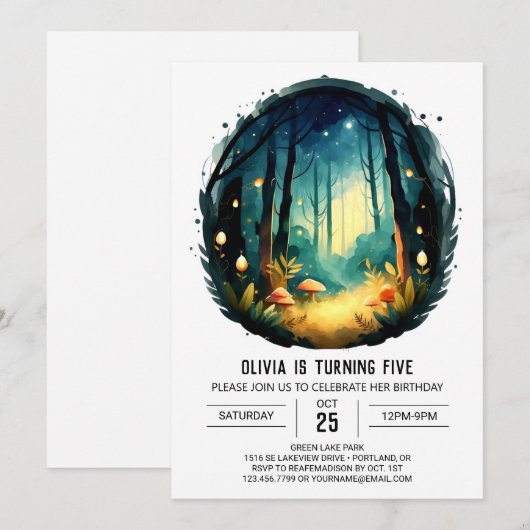 Eenvoudige Natuur Adventure Woodland Birthday Kaart (Voorkant / Achterkant)