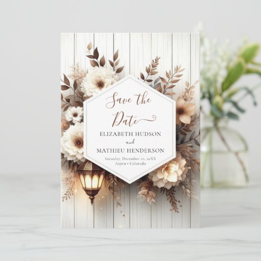 Eenvoudige Natuur rustieke bruiloft Save The Date (Staand voorkant)