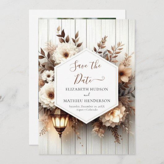 Eenvoudige Natuur rustieke bruiloft Save The Date (Voorkant / Achterkant)
