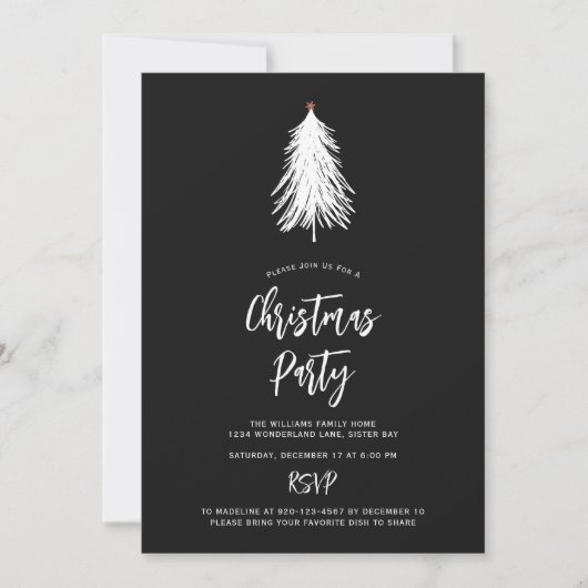 Eenvoudige Natuur zwarte kerstboomfeest Kaart (Voorkant)