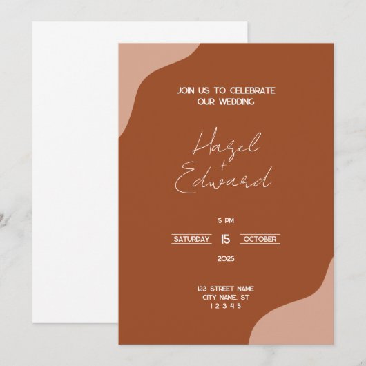 Eenvoudige natuurlijke Boho bruiloft uitnodiging (Voorkant / Achterkant)