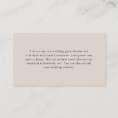 Eenvoudige natuurlijke bruiloft gastendetail informatiekaartje (Achterkant)