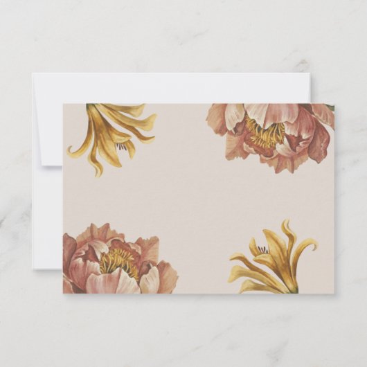 Eenvoudige natuurlijke rustieke bloemenmaaltijd ke RSVP kaartje (Achterkant)