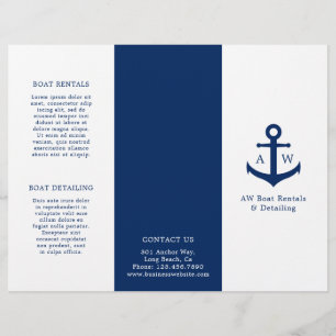 Eenvoudige Nautical Anchor Navy Blue drievoudig br