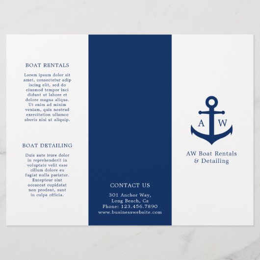 Eenvoudige Nautical Anchor Navy Blue drievoudig br (Voorkant)