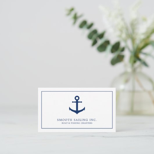 Eenvoudige Nautical Anchor van Navy Blue Visitekaartje (Staand voorkant)