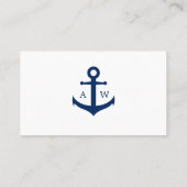 Eenvoudige Nautical Navy Blue en White Visitekaartje (Achterkant)