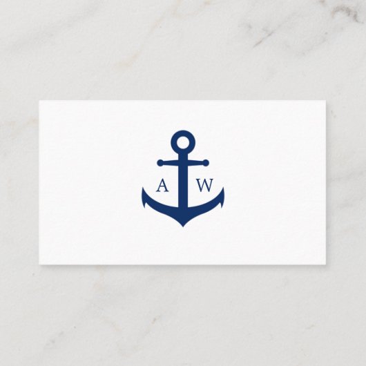 Eenvoudige Nautical Navy Blue en White Visitekaartje (Achterkant)