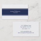 Eenvoudige Nautical Navy Blue en White Visitekaartje (Voorkant / Achterkant)