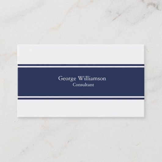 Eenvoudige Nautical Navy Blue en White Visitekaartje (Voorkant)