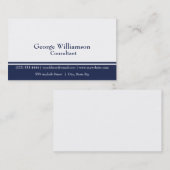 Eenvoudige Nautical Navy Blue en White Visitekaartje (Voorkant / Achterkant)