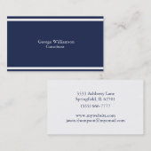 Eenvoudige Nautical Navy Blue en White Visitekaartje (Voorkant / Achterkant)