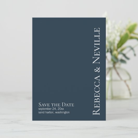 Eenvoudige Nautical Navy Blue foto Save the Date (Staand voorkant)
